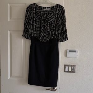 Trina Turk Black and Cream Chain bow detail Print Dress